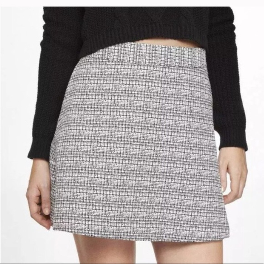 NWT Express grey tweed A-line mini skirt
